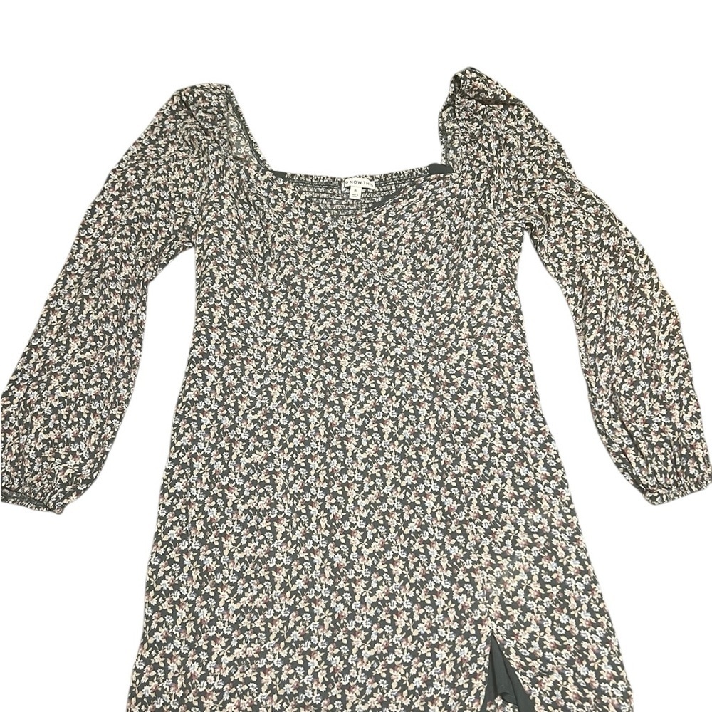 Floral Long Sleeve Dress “AndNowThis” Size XL w/ Slit